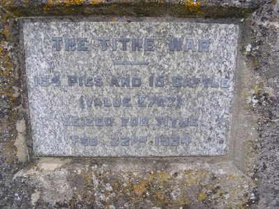 Plaque on the Tithe War Monument