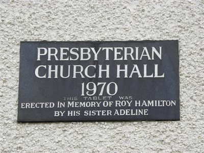 Plaque, Church Hall, Pomeroy