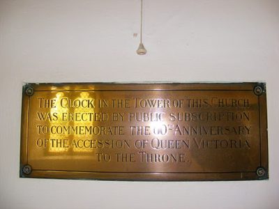 Clock Presentation Plaque in St.Michael's Church, Peasenhall