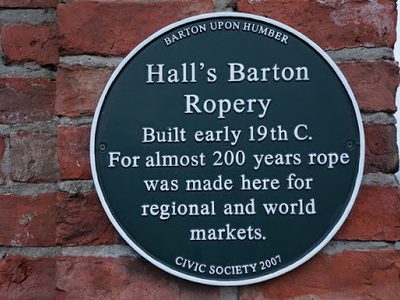 Plaque at  Barton Ropery, Barton upon Humber