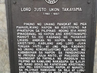 Lord Justo Ukon Takayama historical marker