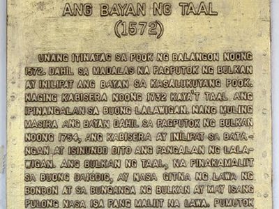 The Town of Taal historical marker