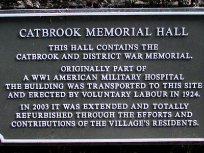 Plaque outside Catbrook Memorial Hall