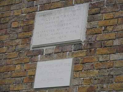 Plaques on barn wall