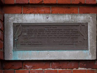 Plaque on northern side of Gate 8, Southampton
