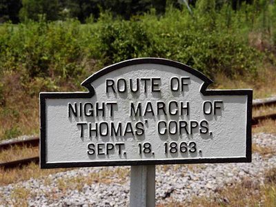 Route of Night March of Thomas' Corps