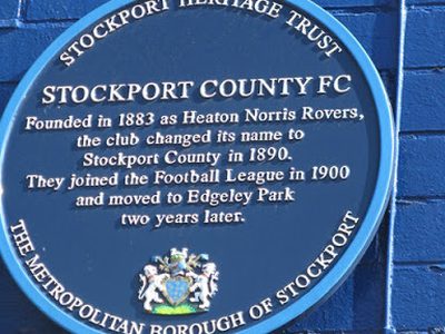 Blue plaque at Edgeley Park, Stockport