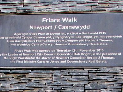 Friars Walk official opening plaque, Newport