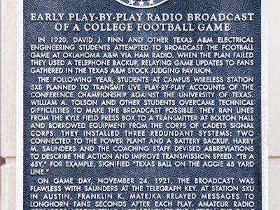 Early Play-By-Play Radio Broadcast of a College Football Game