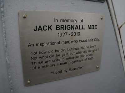 Plaque to Jack Brignall MBE