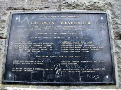 Plaque, Claerwen Reservoir, Elan Valley Reservoirs, Wales