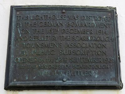 Plaque on the lighthouse, Scarborough