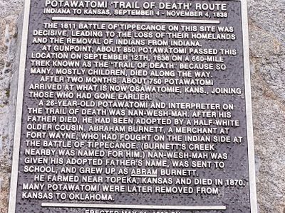 Potawatomi "Trail of Death" Route