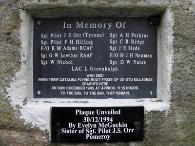 Catalina disaster memorial plaque, Reaghan