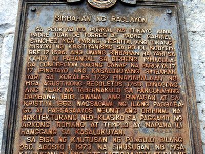 Church of Baclayon historical marker