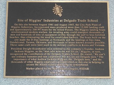 Site of Higgins' Industries at Delgado Trade School