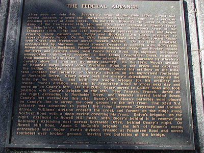 The Battle of Peachtree Creek Plaque 3 - The Federal Advance