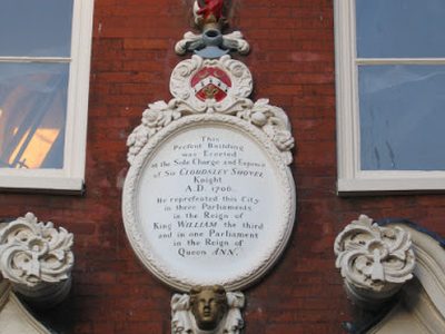 Dedication plaque to Cloudsley Shovell