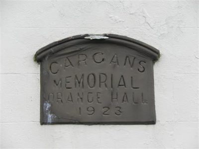 Plaque, Cargans Memorial Orange Hall 1923
