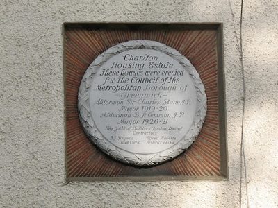 Charlton housing estate plaque