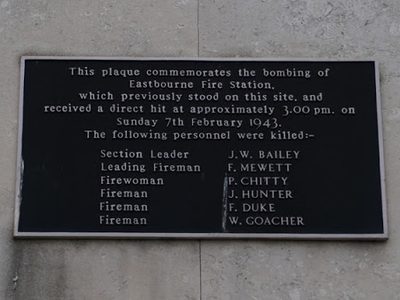 Plaque at the former Eastbourne Fire Station