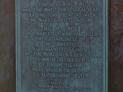 In 1637 Near This Spot, Roger Williams Set Up a Trading Post