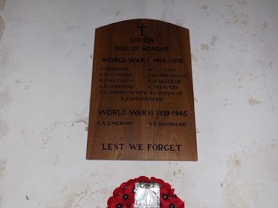 Sibton Roll of Honour  in St.Peter's Church