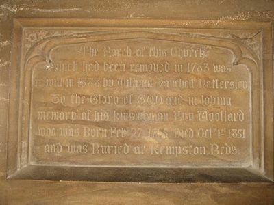Plaque in the porch entrance