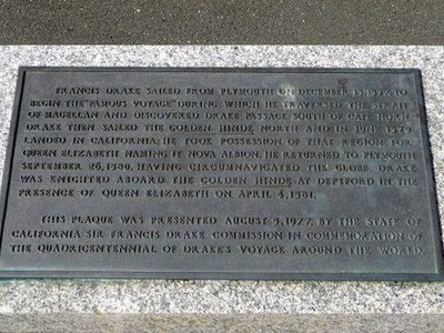 Plaque on Drake's Statue, The Hoe, Plymouth, Devon