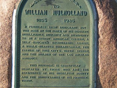 William Mullholand Memorial Fountain - Griffith Park - Plaque Bio