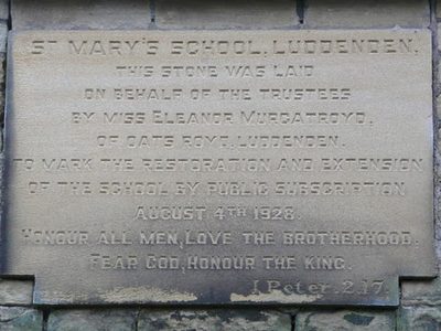 Date stone on St Mary's School, Luddenden