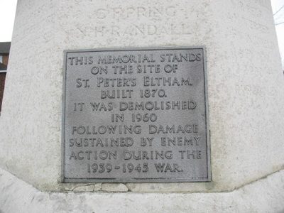Plaque on St Peter's war memorial, Lee