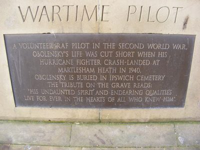 Plaque on Obolensky's Monument