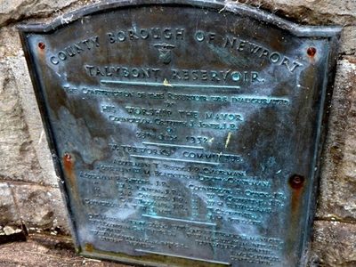 Plaque commemorating the start of construction of the Talybont Reservoir
