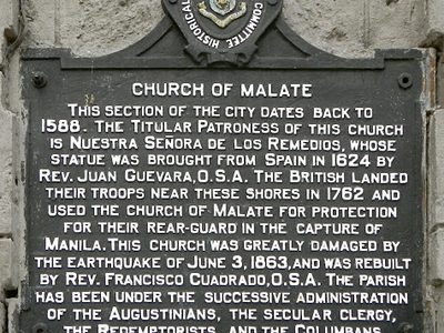 Church of Malate historical marker