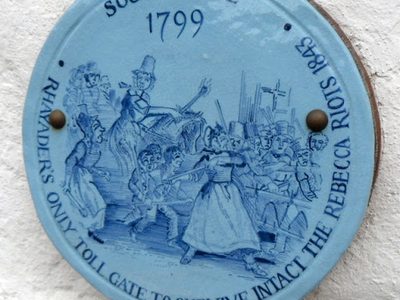 Rebecca Riots plaque, Southgate, Rhayader
