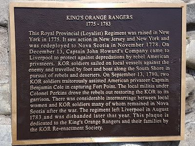 King's Orange Rangers, 1775-1782