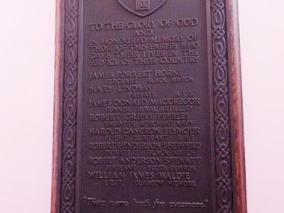 War Memorial plaque inside Ceres Parish Church