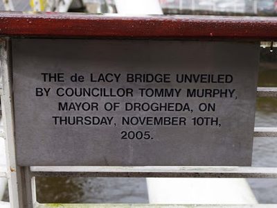 Plaque by De Lacey Bridge, Drogheda, Co. Louth