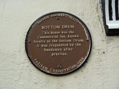 Brown plaque on No56 Church Street, Padiham