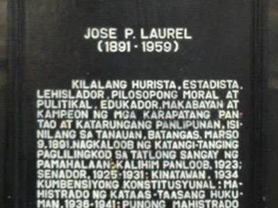 Jose P. Laurel historical marker