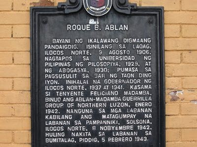 Roque B. Ablan historical marker