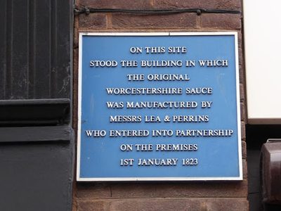 Plaque on former Lea & Perrins premises
