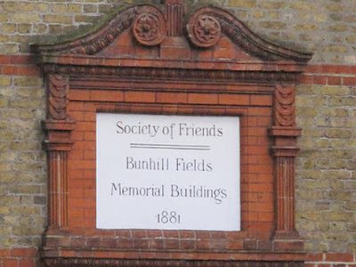 Plaque on the Bunhill Fields Meeting House (Society of Friends), off Banner Street, EC1
