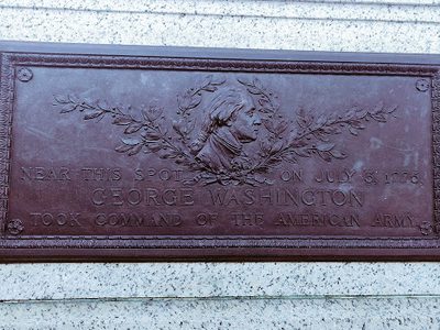 Near This Spot On July 3, 1776, George Washington Took Command of the American Army