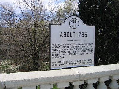 SC historical marker: "About 1765"