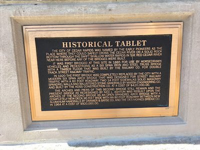 Historical Tablet- 1st Ave Bridge Cedar Rapids Iowa