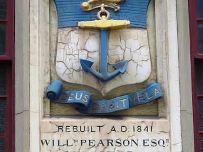 Plaque above the entrance to Trinity House Yard, Broad Chare, NE1