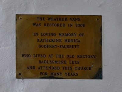 Badlesmere: St. Leonard's Church: Weather vane  restoration plaque