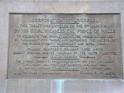 Plaque at Lake Vyrnwy Dam